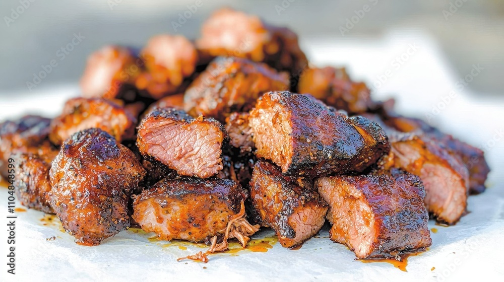 Delicious BBQ Pulled Pork Cubes Gourmet Food Photography Delicious BBQ Pulled Pork Cubes Gourmet Food Photography