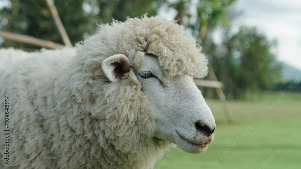 close up sheep resting in a grass field close up sheep resting in a grass field