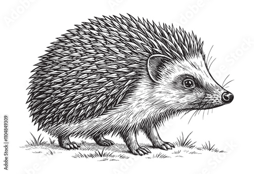 Hedgehog  sketch hand dawn drawing vector illustration