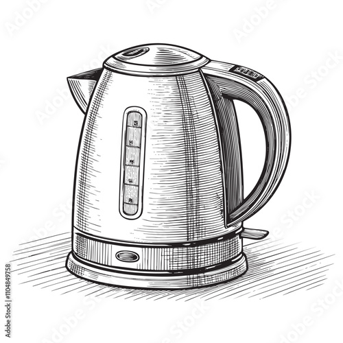 Electric kettle sketch hand dawn drawing vector illustration