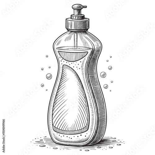 dish soap pump bottle sketch hand dawn drawing vector illustration