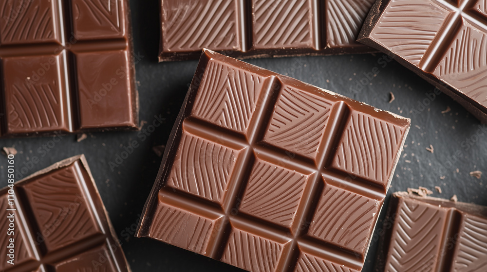 Milk Chocolate Chunks Background Top View Milk Chocolate Chunks Background Top View