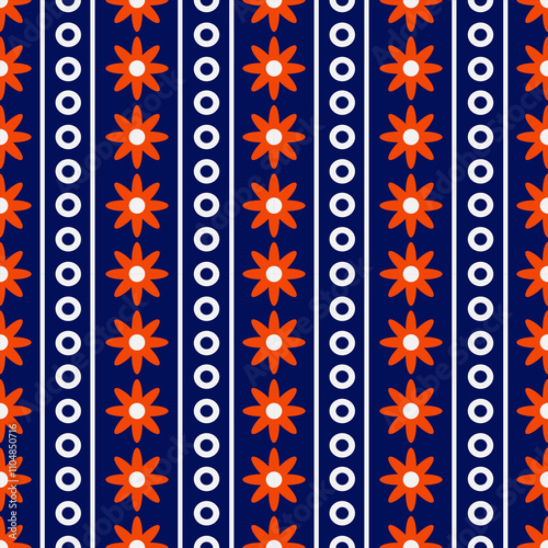 Abstract floral patterns, navy background designed for fabrics, backgrounds, paper, tiles, wallpapers, and more.