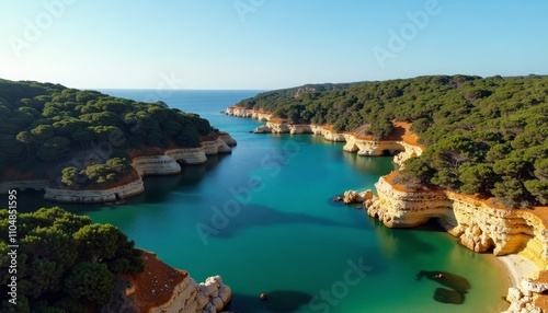 Clear blue waters of a coastal lagoon or Beautiful landscape with turquoise water