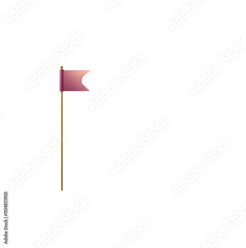 Isolated vector illustration of a red flag for putting on a golf putting green on a white background with copy space. photo