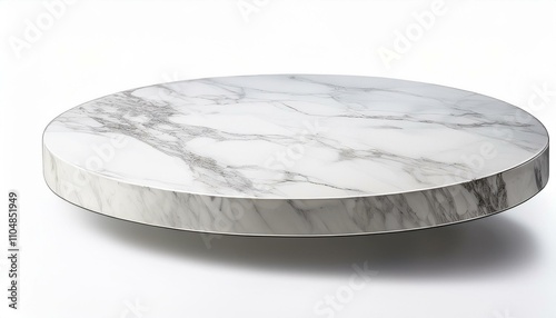 White marble table top isolated white background 