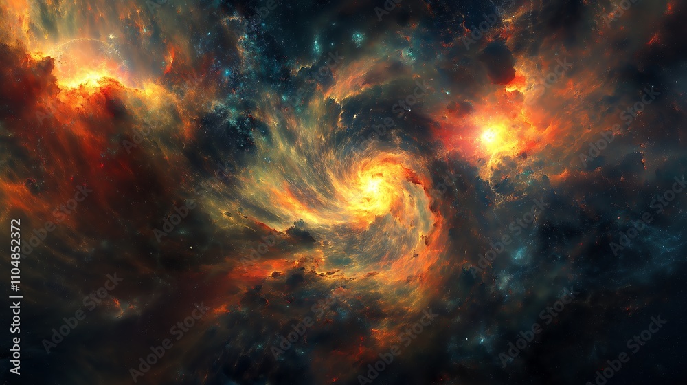 Stunning cosmic swirl of vibrant colors in a galaxy filled with stars and nebulae.