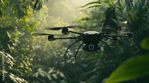 A robotic wildlife conservation initiative using AI and drones to protect endangered species, Conservation style, photo of