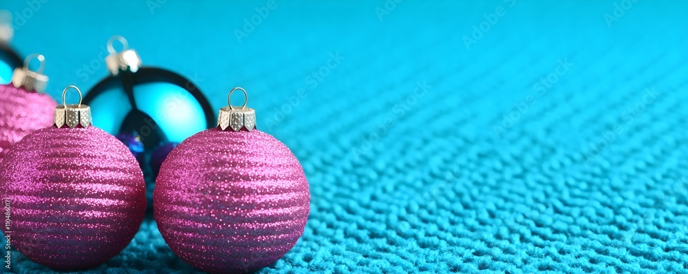Vibrant Christmas Ornaments on Teal Surface Vibrant Christmas Ornaments on Teal Surface