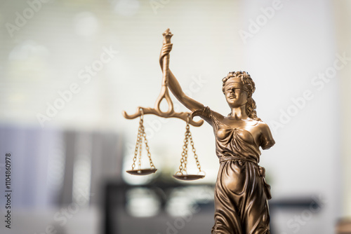 An empty desk in a lawyer's office symbolizes professional legal consulting. Freelance legal consultants assist with reviewing business law, inheritance management, civil and criminal cases, company