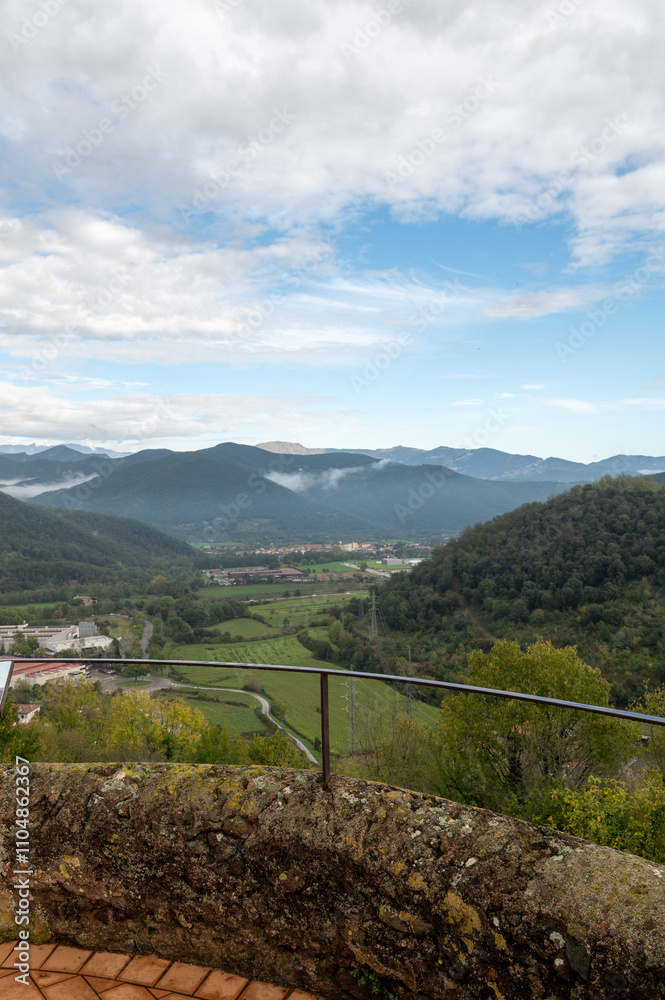 Views from the Montsacopa Volcano in the city of Olot in Catalonia in Spain