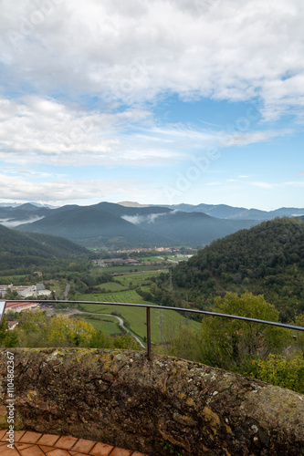 Views from the Montsacopa Volcano in the city of Olot in Catalonia in Spain