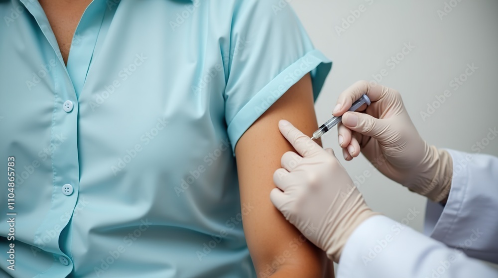 Healthcare Professional Administering Vaccine to Patient's Upper Arm Healthcare Professional Administering Vaccine to Patient's Upper Arm