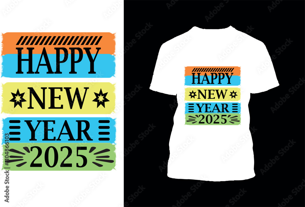 Fototapeta premium Happy new year t shirt design concept