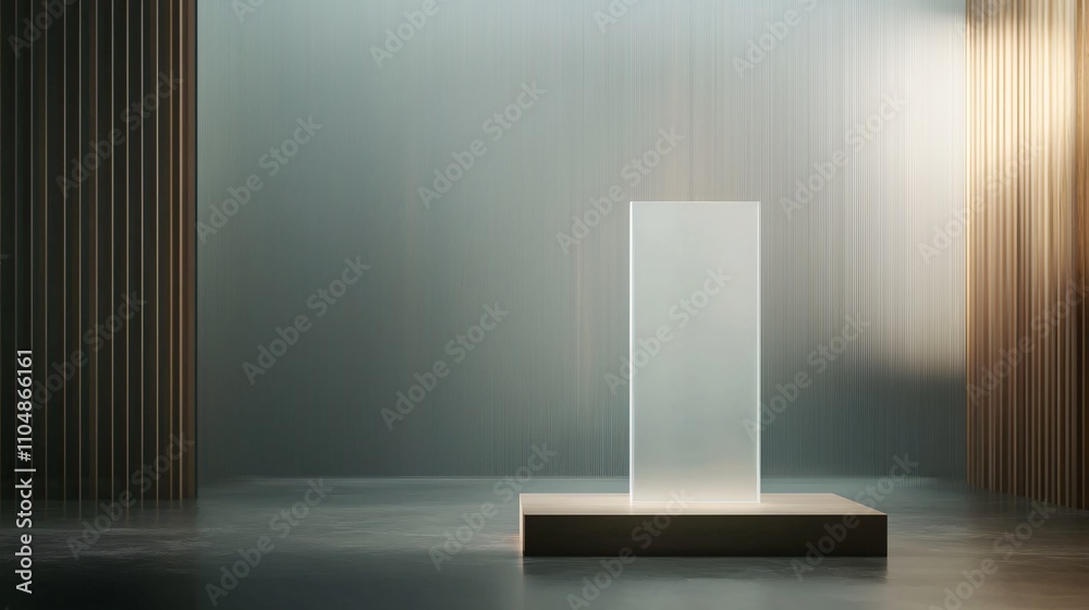 Fototapeta premium Minimalist High-End Product Display Mockup in a Modern Studio with Floating Digital Art