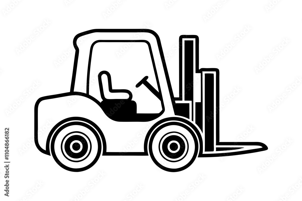 Line Drawing of Forklift - Line Art Vector Illustration for Graphic Design Line Drawing of Forklift - Line Art Vector Illustration for Graphic Design