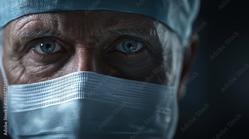 A man wearing a surgical mask and a white lab coat A man wearing a surgical mask and a white lab coat