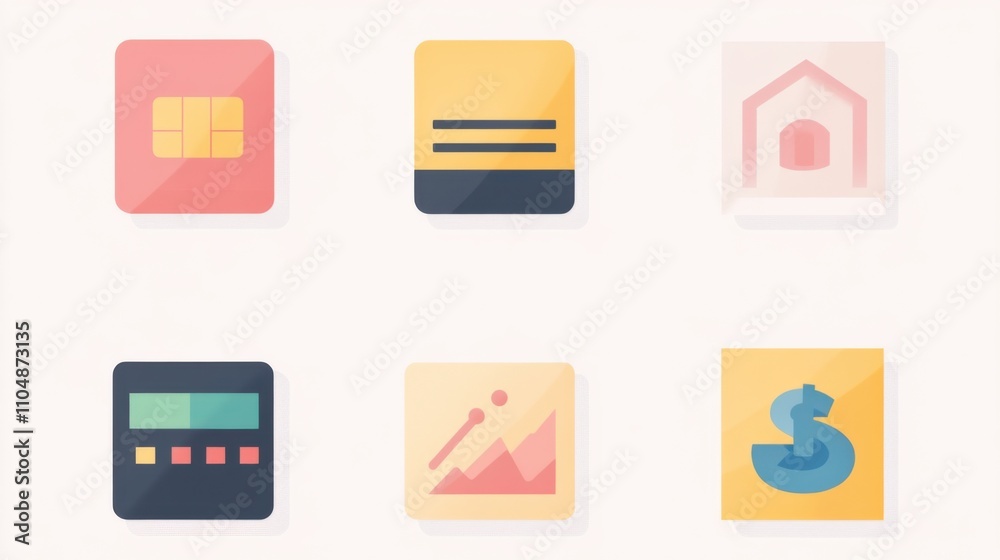 Colorful Digital Icons Representing Business and Technology Concepts Colorful Digital Icons Representing Business and Technology Concepts