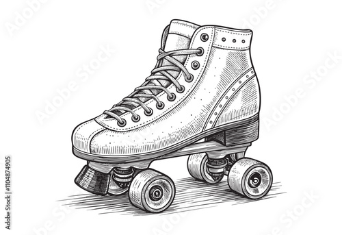 Retro roller skates sketch hand dawn drawing vector illustration
