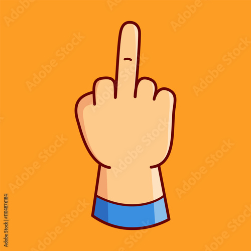 Middle Finger Hand Gesture Vector Illustration Icon. Flat Cartoon Style