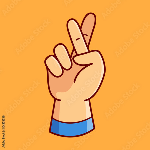 Lie Hand Gesture Vector Illustration Icon. Flat Cartoon Style