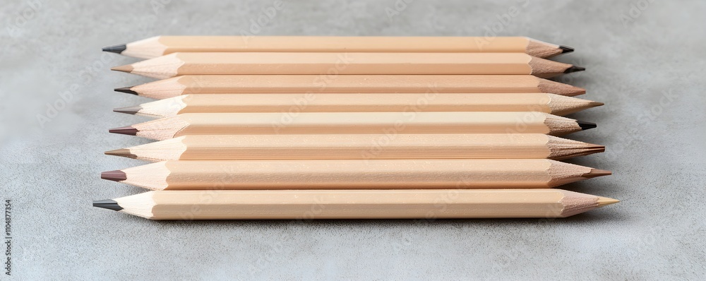 Back-to-school concept, A neat arrangement of wooden pencils laid out on a flat surface, showcasing their pointed tips and natural wood finish. Back-to-school concept, A neat arrangement of wooden pencils laid out on a flat surface, showcasing their pointed tips and natural wood finish.