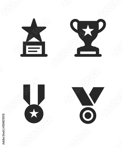 Trophy and awards icons set stock illustration