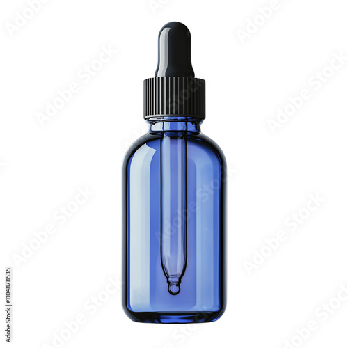 Blue Glass Dropper Bottle Essential Oil Container Skincare Product Packaging Mockup