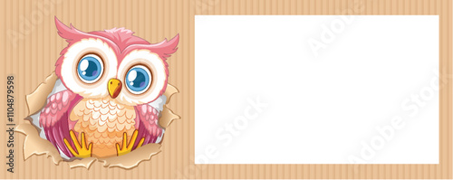 Cute Owl in a Paper Frame