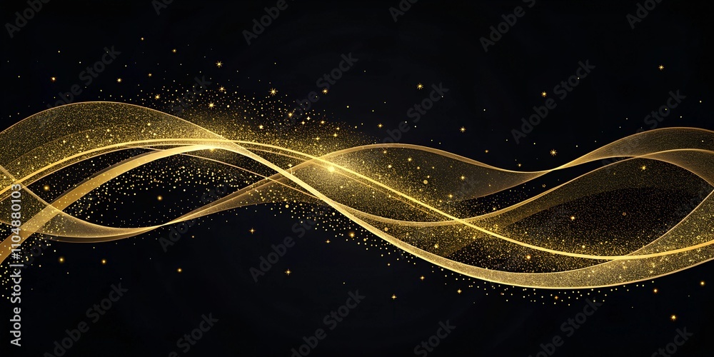Obraz premium Golden Waves with Glitter