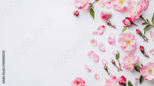 Rosa damascena flower on white background