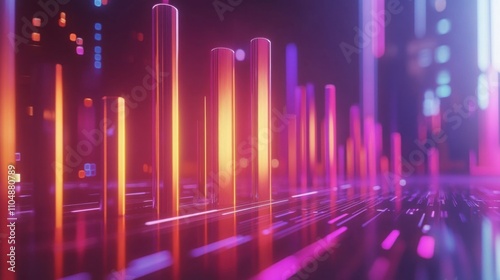 Vibrant Abstract Light Display with Colorful Vertical Bars