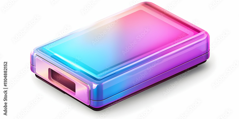 Abstract 3D Render of a Colorful, Glossy Rectangular Device with a Gradient