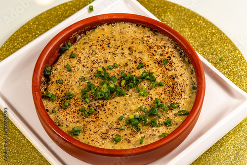 Baked oyster cake close-up