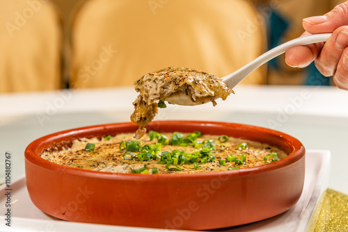 Baked oyster cake close-up