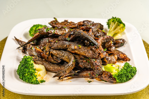 Pan-fried jumping fish