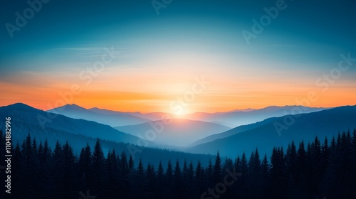 Serene Sunrise Over Mountain Landscape