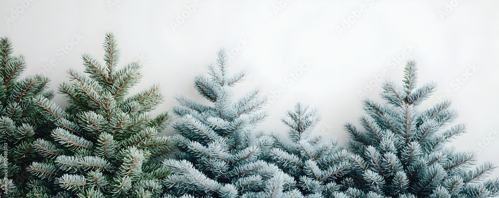 Obraz premium Lush Evergreen Trees Against Neutral Background