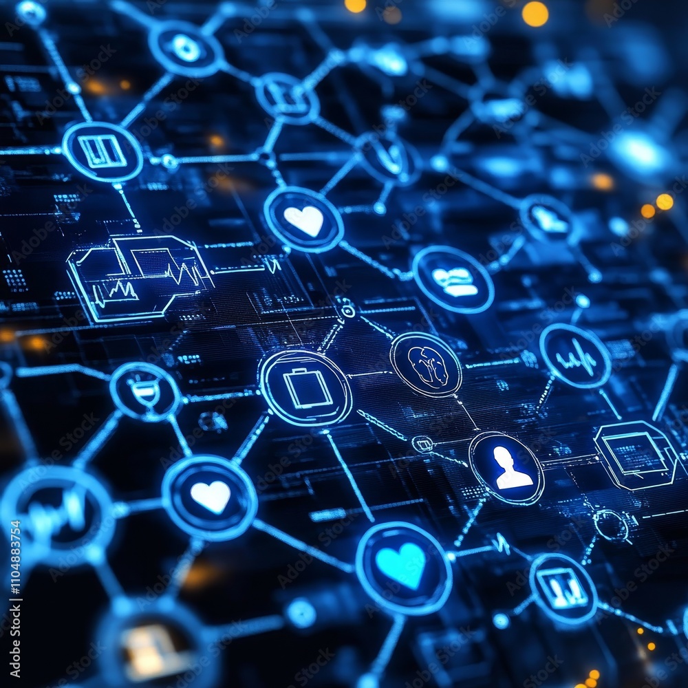 A digital network of interconnected icons representing social media, data, and communication technologies in a vibrant blue design. A digital network of interconnected icons representing social media, data, and communication technologies in a vibrant blue design.