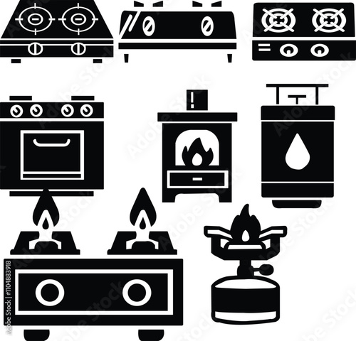 oven stove cooker icon, food, cook, tea, flam, buring