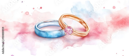 Eternal Love: A Watercolor Celebration of Wedding Rings photo