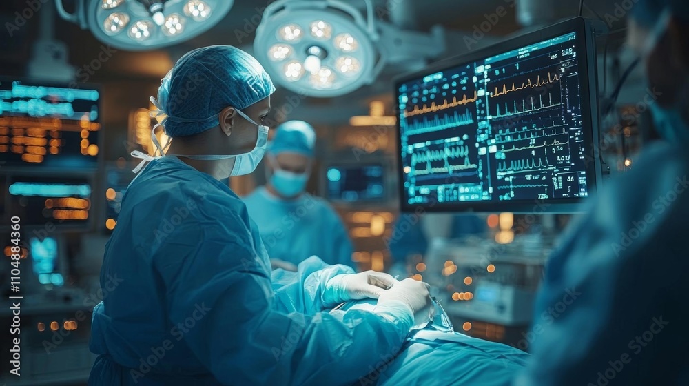 Busy Surgical Room with Advanced Medical Equipment Busy Surgical Room with Advanced Medical Equipment