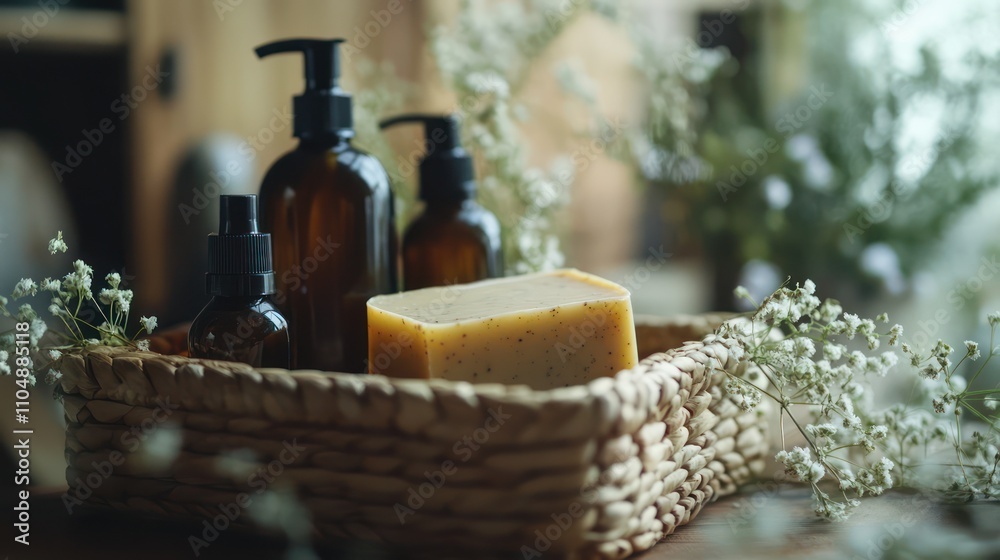 Artisan Soap and Botanical Bath Products in Rustic Basket Artisan Soap and Botanical Bath Products in Rustic Basket