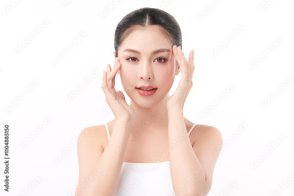 Beautiful young asian woman with clean fresh skin on white background, Face care, Facial treatment, Cosmetology, beauty and spa, Asian women portrait. Beautiful young asian woman with clean fresh skin on white background, Face care, Facial treatment, Cosmetology, beauty and spa, Asian women portrait.