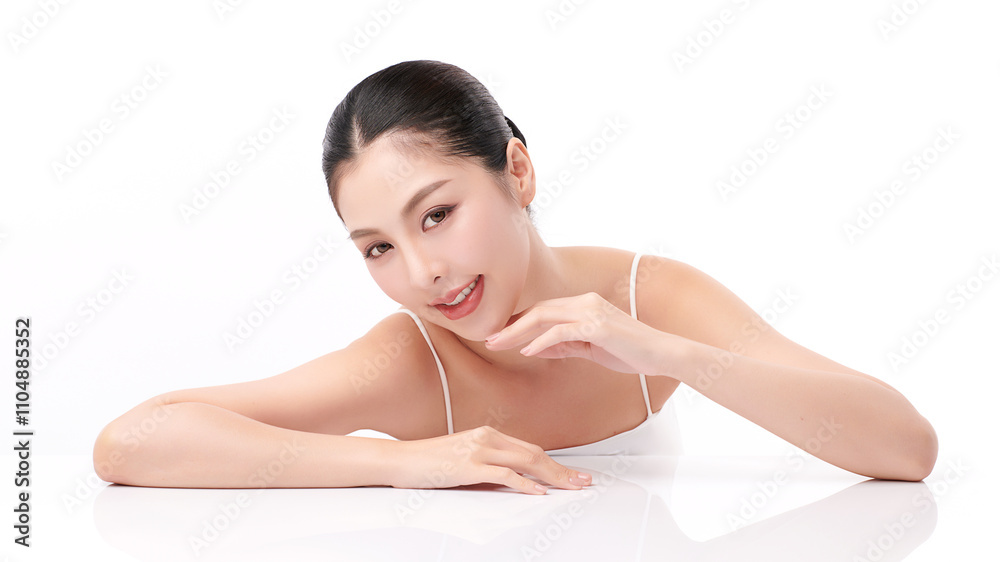 Beautiful young asian woman with clean fresh skin on white background, Face care, Facial treatment, Cosmetology, beauty and spa, Asian women portrait. Beautiful young asian woman with clean fresh skin on white background, Face care, Facial treatment, Cosmetology, beauty and spa, Asian women portrait.