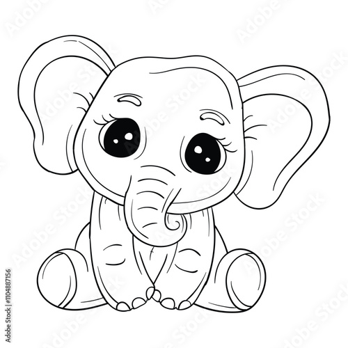 Hand drawing style of elephant  vector. It is suitable for animal icon, sign or symbol. photo