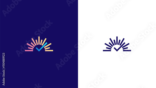 Sun check or Solar check logo concept vector icon