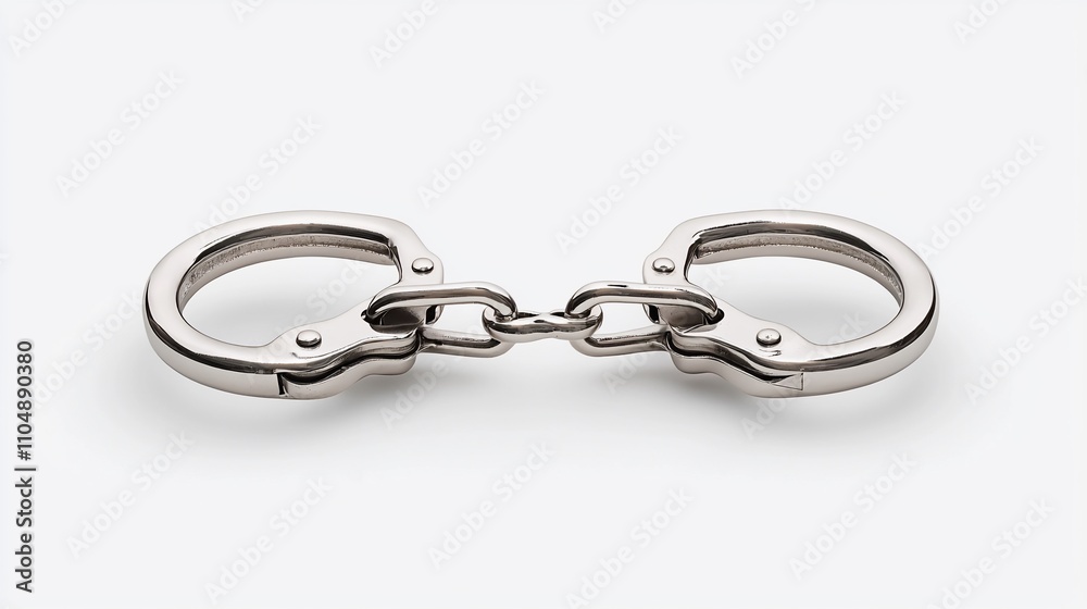 Close-up of metal handcuffs, isolated on white background. Close-up of metal handcuffs, isolated on white background.