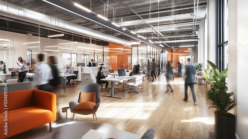 Modern Office Space With Busy Employees Working