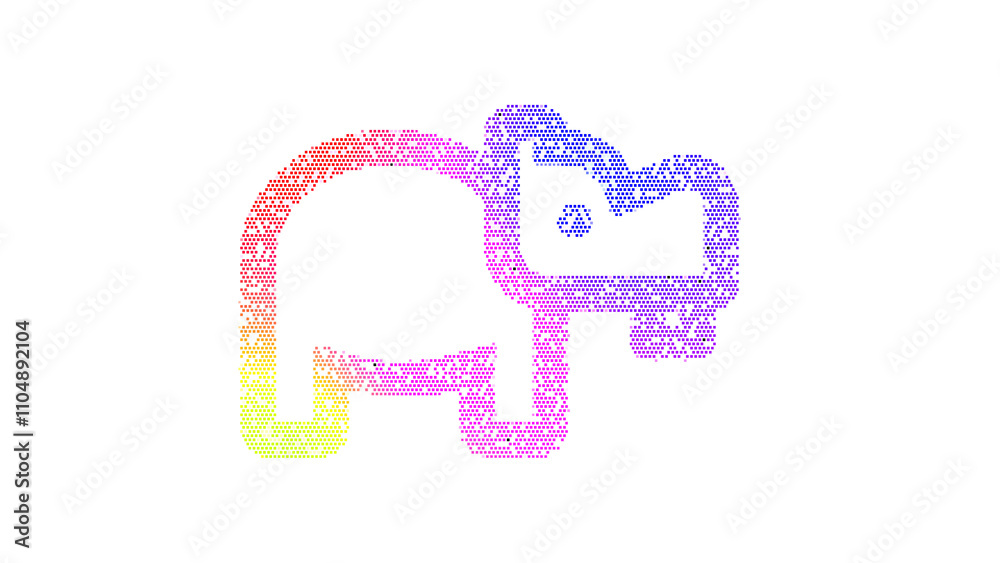 Icon hippo is made up of LED square shapes. There are bright diodes and there are black dead diodes Icon hippo is made up of LED square shapes. There are bright diodes and there are black dead diodes